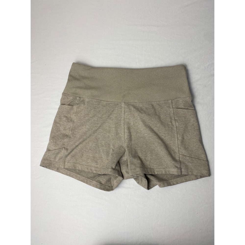 Zobha Tan‎ Brownish Heathered Athletic Shorts High Waist Pockets Women's Medium